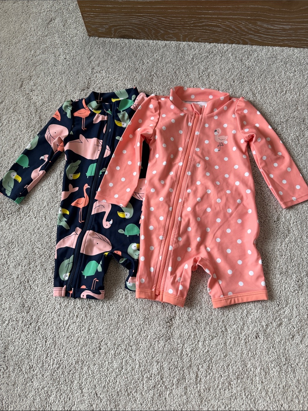 Simple Joys Toddler Coral Polka Dot Zip One-Piece Swimsuit